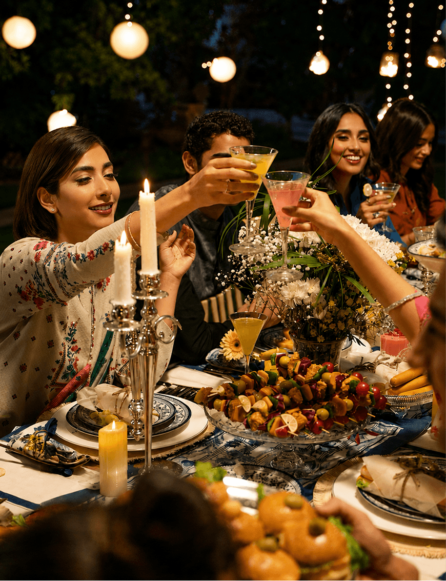 Candlelit toast gathering