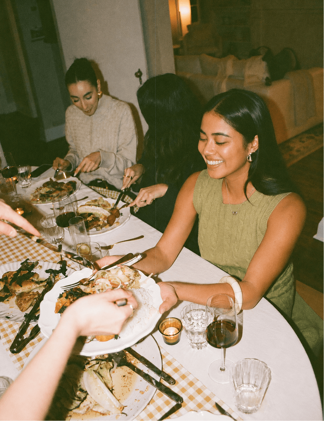 Friends dining together